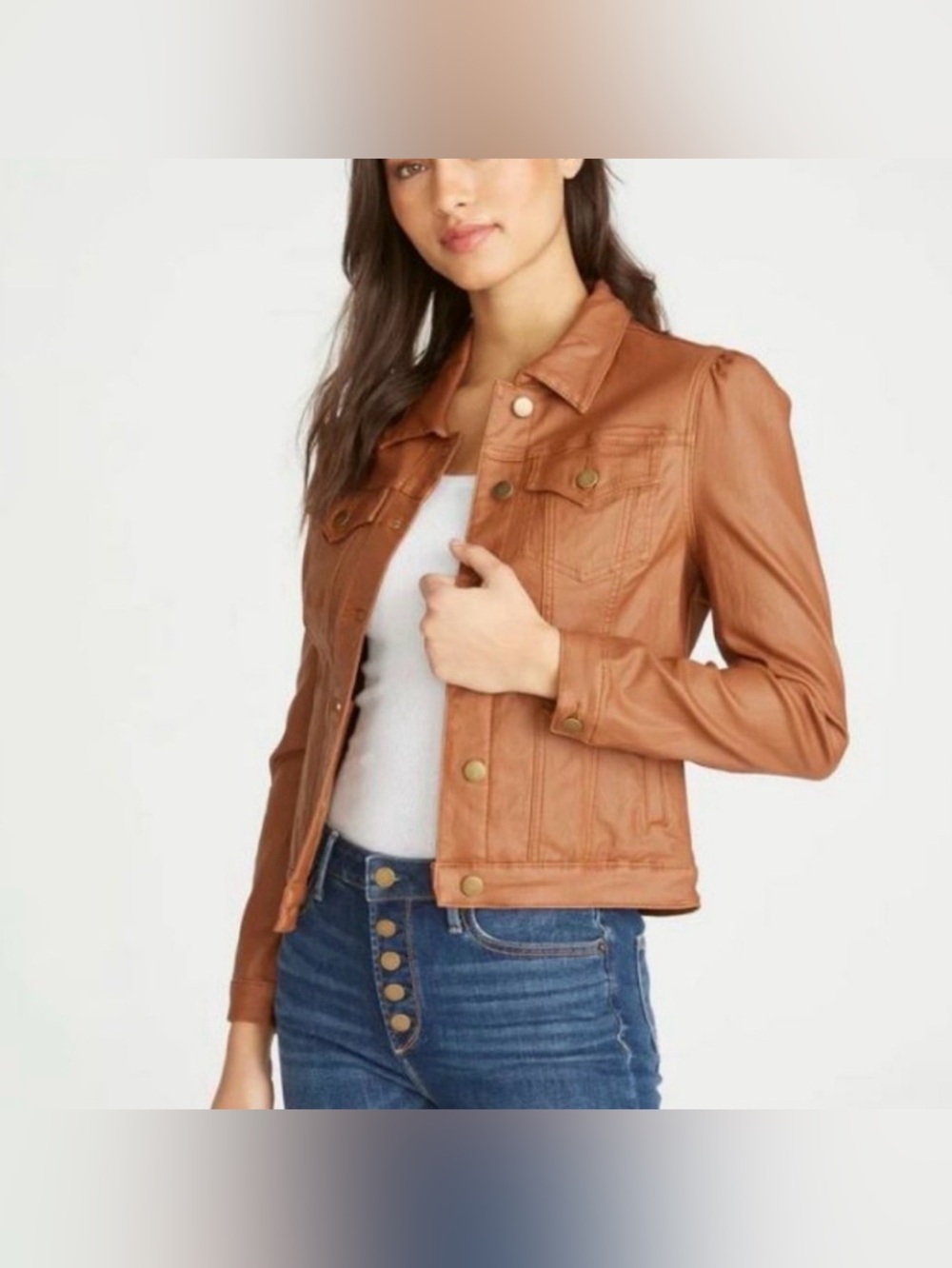 Driftwood Gigi Puff Sleeve Jacket in the‎ shade Cognac Size Medium Nwot